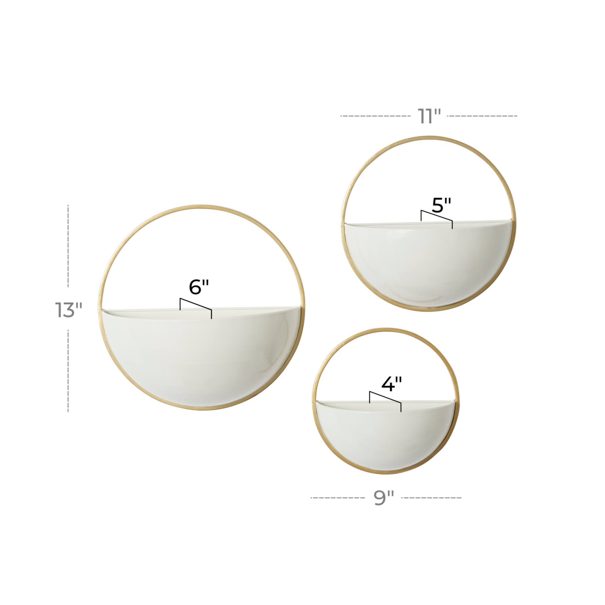 Gold & White Metal Contemporary Wall Planter Set